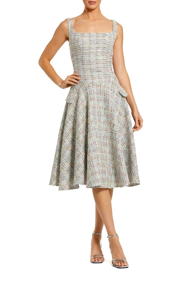 マックダガル レディース トップス ワンピース ミディ ノースリーブ Mac Duggal Sleeveless Drop Waist Boucle Midi Dress Pastel Multi マルチカラー
