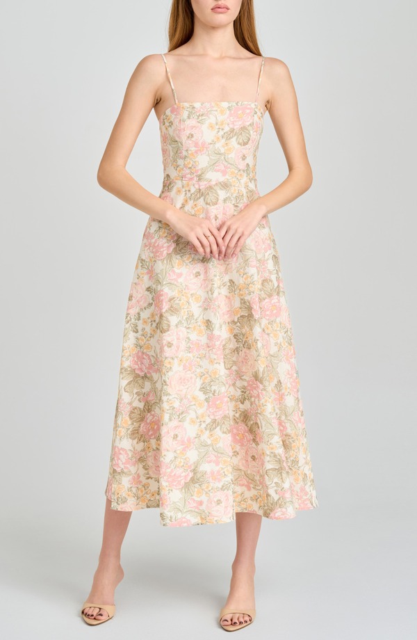ワイフ レディース トップス ワンピース フラワー柄 ミディ フラワー WAYF Josefina Floral Fit & Flare Midi Dress Blush Floral ブラッシュ 22,484円