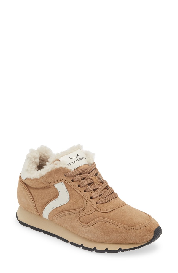 ボイルブランシェ レディース シューズ スニーカー スエード Voile Blanche Julia Genuine Shearling & Suede Sneaker Tobacco Ice
