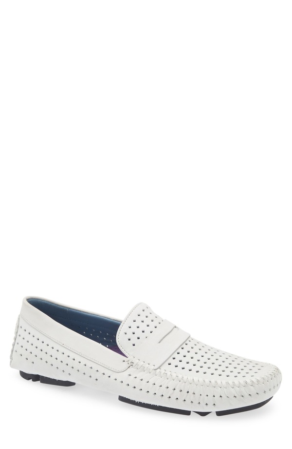 ロバート ツア メンズ シューズ スリッポン・ローファー Robert Zur Flyer Perforatedriving Shoe White ホワイト|ReVida 店