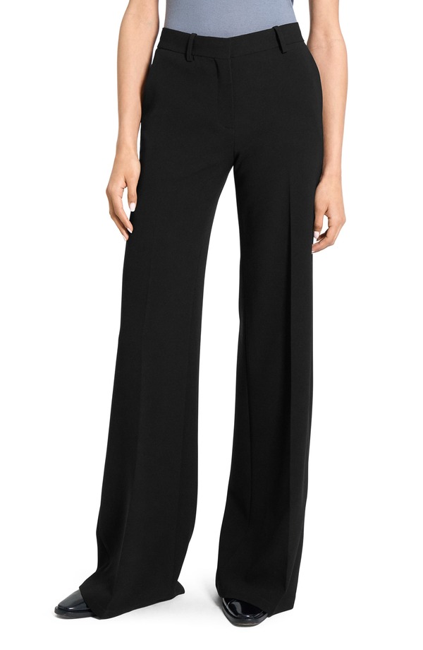 行動論理 レディース ボトムス レギンス 太陽フレア ズボン下 Theory Fluid Flare Leg Pants Black 黒いこと