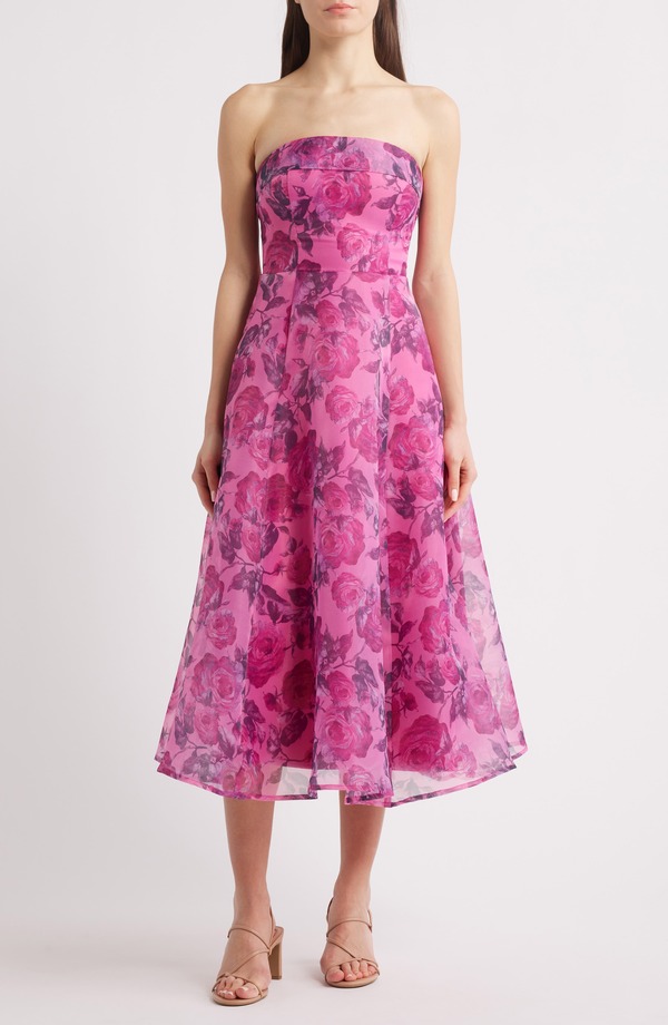 ルルズ レディース トップス ワンピース ミディ ストラップレス Lulus Elena Strapless Organza Midi Dress Berry|ReVida 店