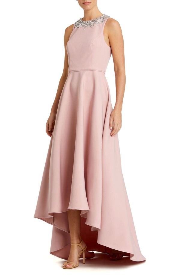 マックダガル レディース トップス ワンピース クレープ Mac Duggal Crepembellished Neck High Low Gown Blush ブラッシュ|ReVida 店