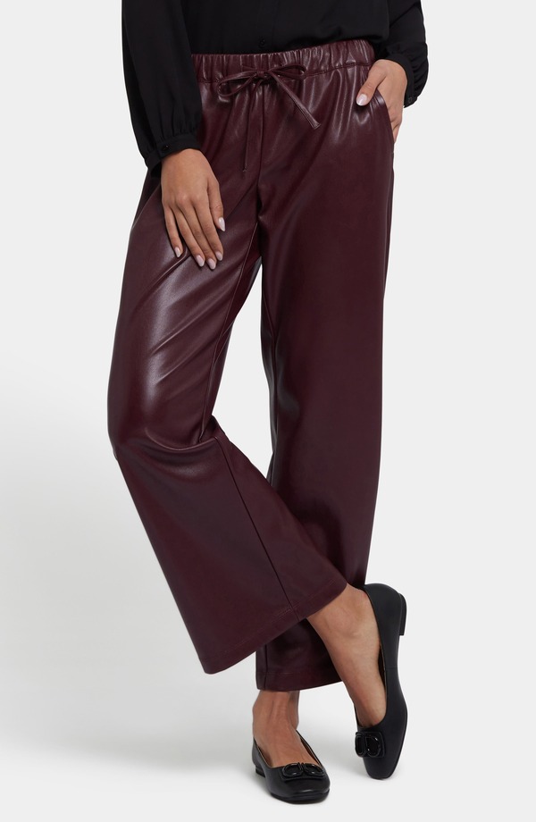 エヌワイディージェイ レディース ボトムス レギンス ワイドレッグ パンツ レザー フェイクレザー NYDJ Wide Leg Faux Leather Pants Tavern