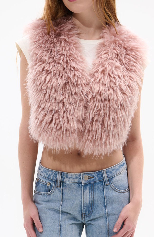 アザレア ワン レディース アウター ジャケット・ブルゾン ベスト AZALEA WANG Camille Faux Fur Crop Vest Pink ピンク