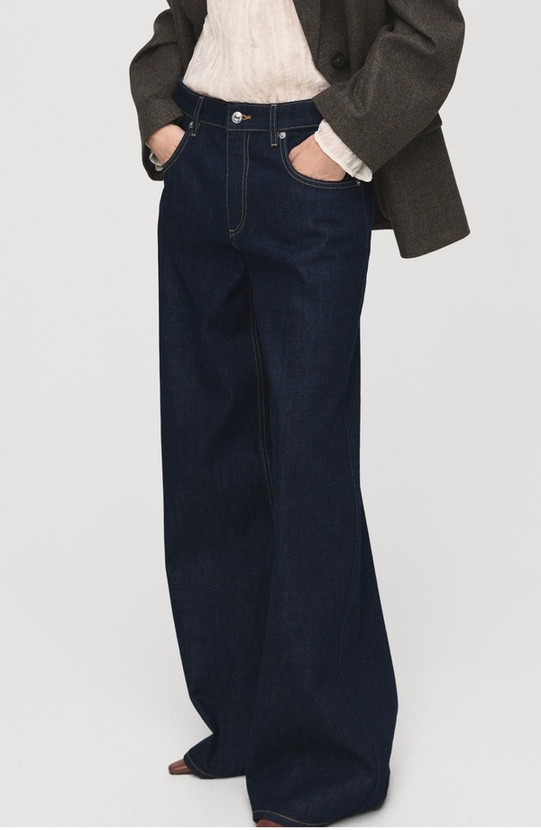 マンゴ レディース ボトムス デニムパンツ ワイドレッグ ローライズ ジーンズ MANGO Low Rise Wide Leg Jeans Open Blue ブルー