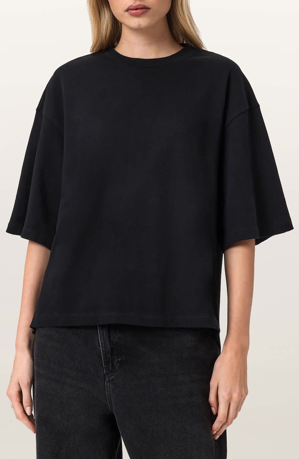 オールセインツ レディース トップス Tシャツ AllSaints Esme Amelie Crochet Heart Back T-Shirt Black ブラック｜ReVida 店