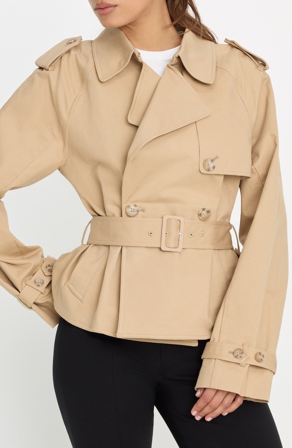 グッドアメリカン レディース アウター ジャケット・ブルゾン Good American Crop Trench Jacket Sandy Fawn