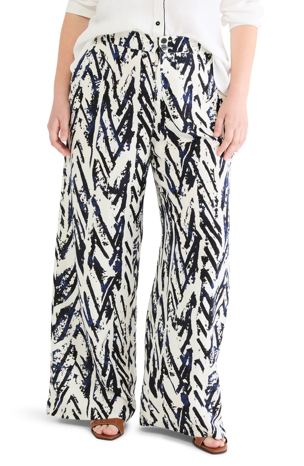 ニックプラスゾーイ レディース ボトムス レギンス ワイドレッグ ズボン下 リネン NIC+ZOE Indigo Crosshatch Linen Blend Wide Leg Pants Indigo Multi インディゴ