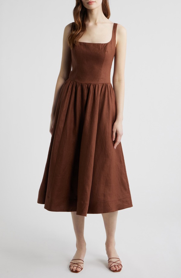 リフォーメーション レディース トップス ワンピース リネン Reformation Janu Linen Sundress Chocolate Cake チョコレート