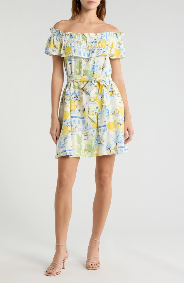 シュガーリップス レディース トップス ワンピース ミニ SUGARLIPS Amalfi Coast Off the Shoulder Minidress Blue Multi ブルー 21,815円