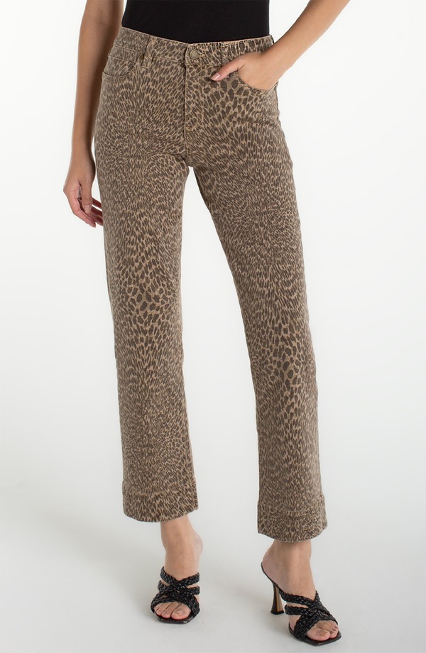 リヴァプール ロサンゼルス レディース ボトムス デニムパンツ ストレート アンクル ジーンズ Liverpoolos Angeles Kennedy Ankle Straight Leg Jeans Khaki Abstract Animal カーキ｜ReVida 店