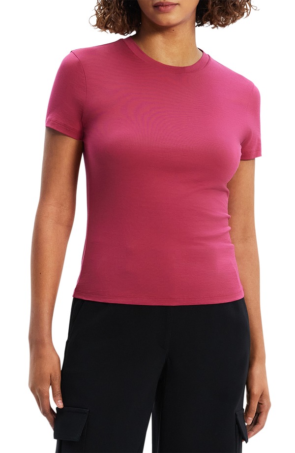 行動論理 レディース トップス プルオーバー 綿織物 Theory Tiny Apex Organic Pima Cotton T-Shirt Deep Rose