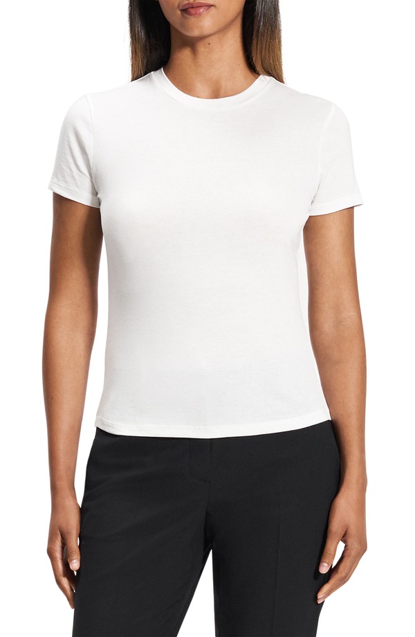 行動論理 レディース トップス プルオーバー 綿織物 Theory Tiny Apex Organic Pima Cotton T-Shirt White 白いこと