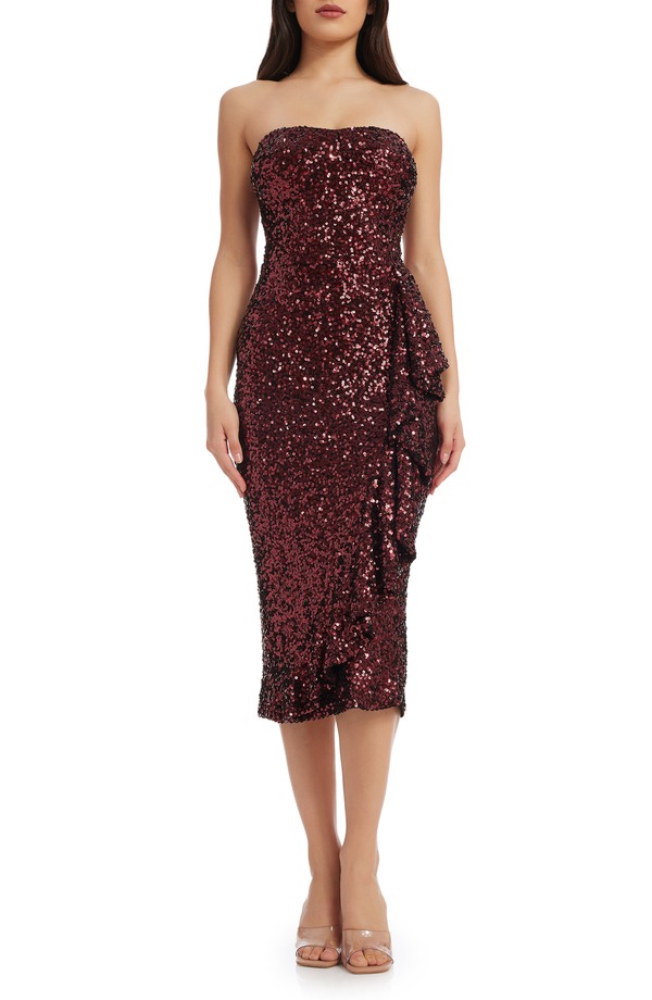 ドレスザポプレーション レディース トップス ワンピースパンコール ストラップレス Dress the Population Alexisequin Straplessheath Dress Port