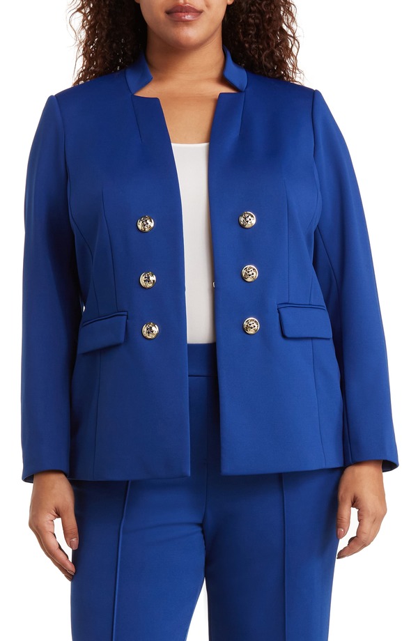 タハリエーエスエル レディース アウター ジャケット・ブルゾン ブレザー Tahari ASL Faux Double Breasted Ponte Blazer Cobalt コバルト