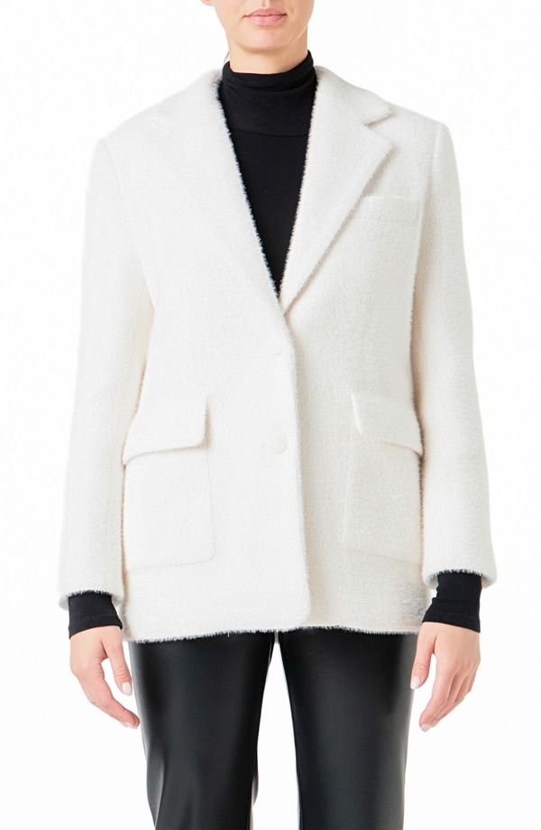 エンドレスローズ レディース アウター ジャケット・ブルゾン ブレザー Endless Rose Textured Single Breasted Blazer White ホワイト