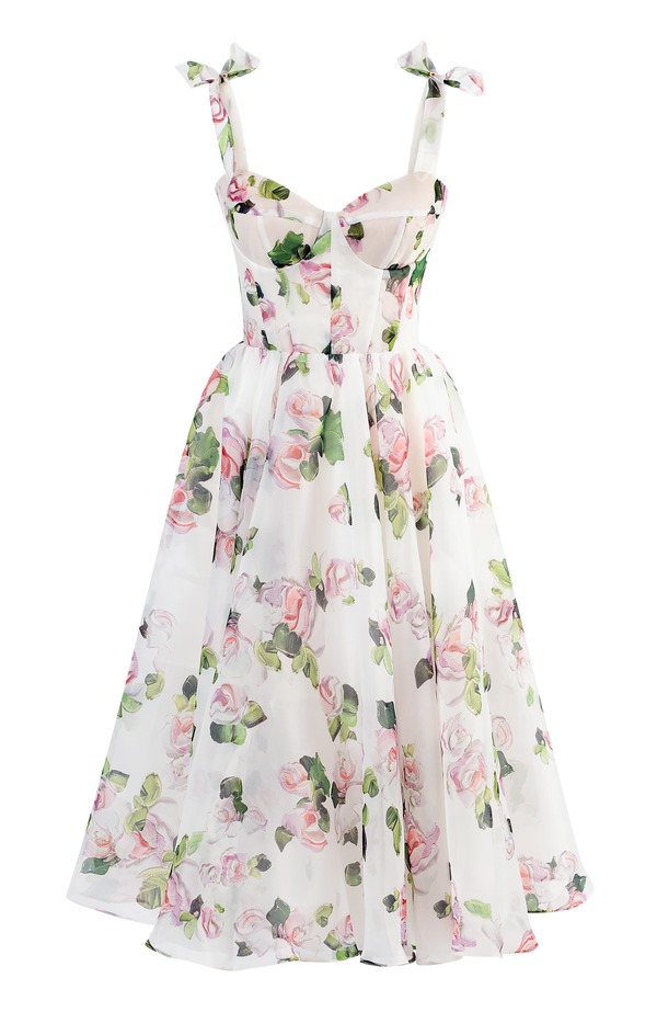 ミルカ レディース トップス ワンピース フラワー柄 ミディ フラワー Milla Tender Floral Midi Tie-Strap Dress Apple Blossom|ReVida 店