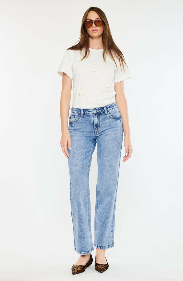 カンクン レディース ボトムス デニムパンツ ジーンズ KanCan Tamia Essentials Mid Rise True Straight Jeans Medium Wash|ReVida 店