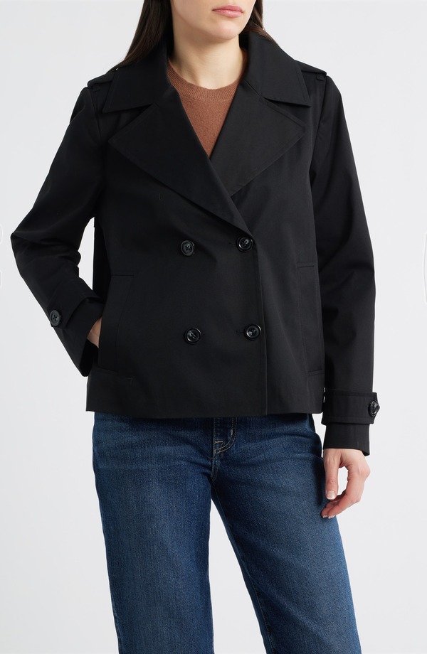 ロンドンフォグ レディース アウター ジャケット・ブルゾン コート London Fog Wateresistant Double Breasted Shortrench Coat Black ブラック