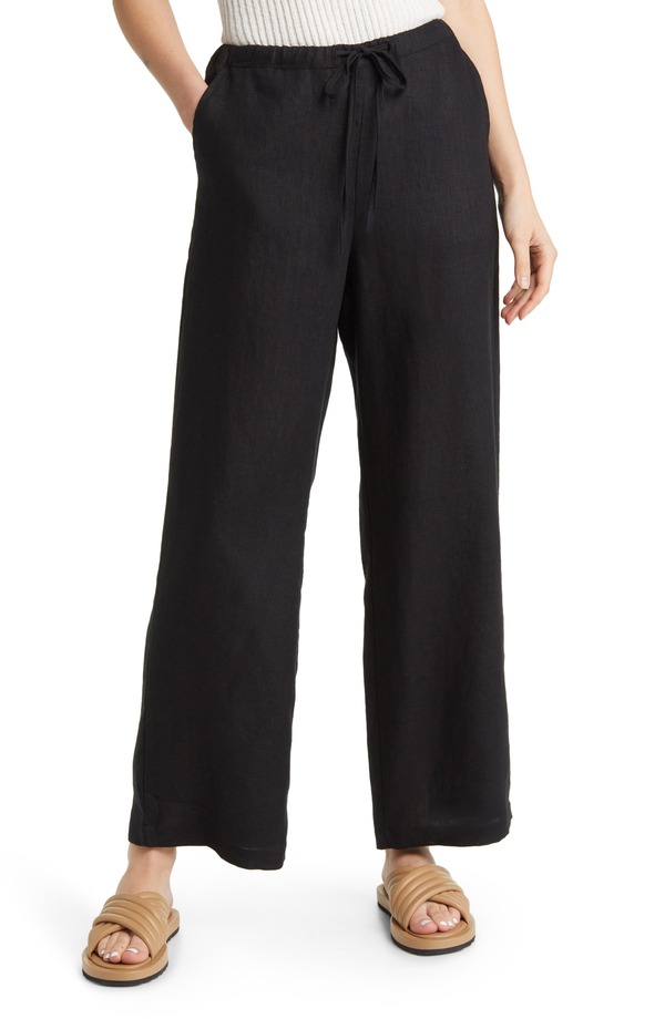 レイルズ レディース ボトムス レギンス ワイドレッグ パンツ リネン Rails Emmie Drawstring Wide Leg Linen Pants Black ブラック