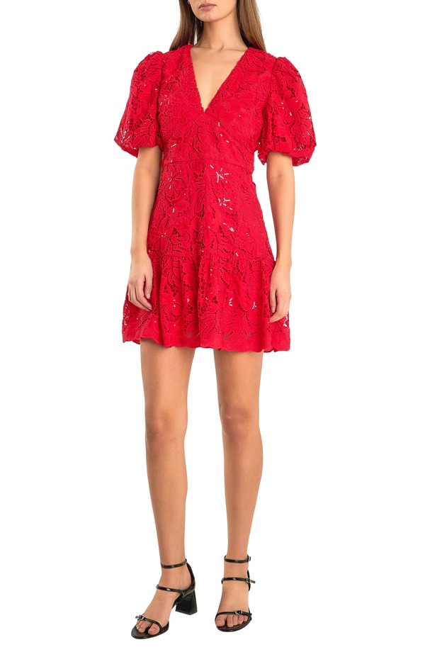 エンドレスローズ レディース トップス ワンピース ミニ スパンコール レース Endless Rosequin Lace Fit & Flare Minidress Red レッド