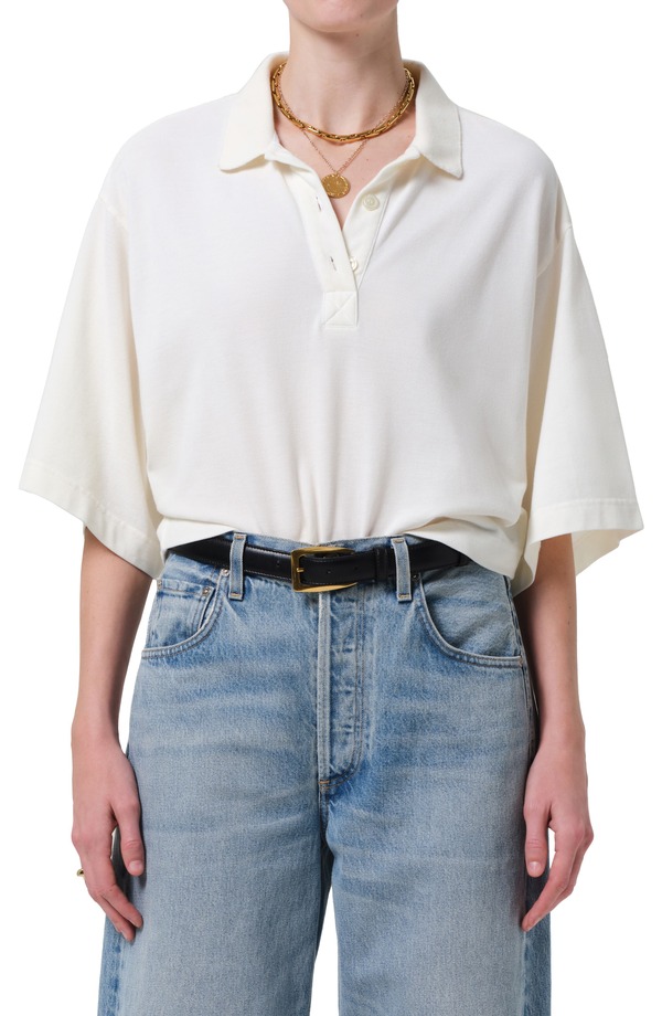 シチズンズ オブ 人間らしさ レディース トップス スポーツシャツ 綿織物 Citizens of Humanity Lowen Oversize Cotton Polo Pashmina