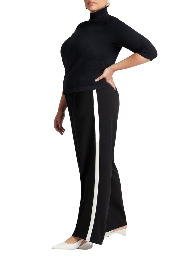 エロクイ レディース ボトムス カジュアルパンツ トラックパンツ ELOQUII Track Pant With Side Stripe Black ブラック