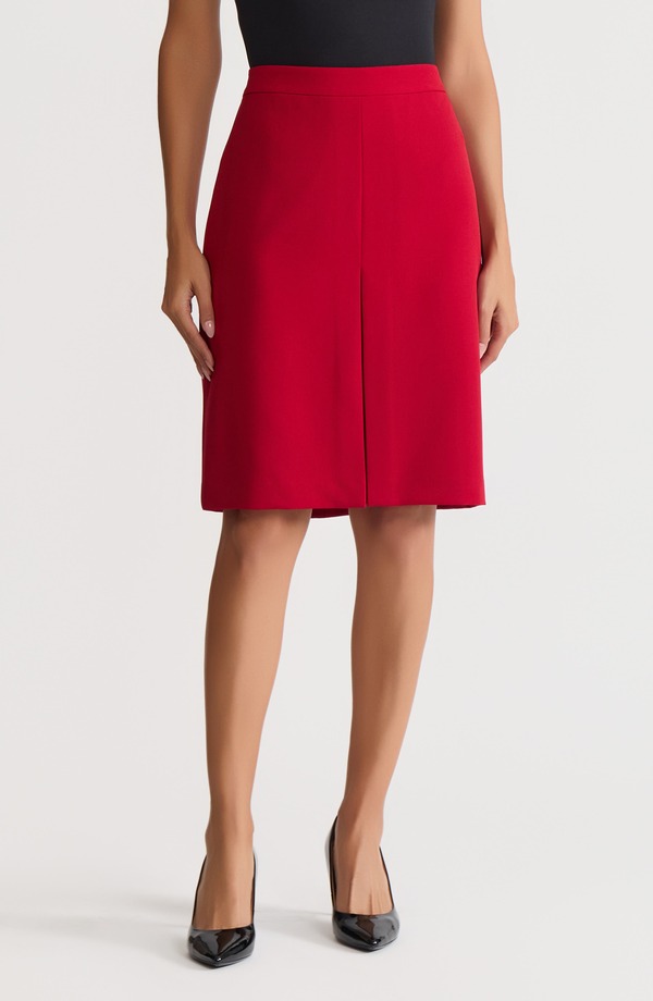 カスパール レディース ボトムスカート KASPER Pleat Front Pencil Skirt Fired レッド