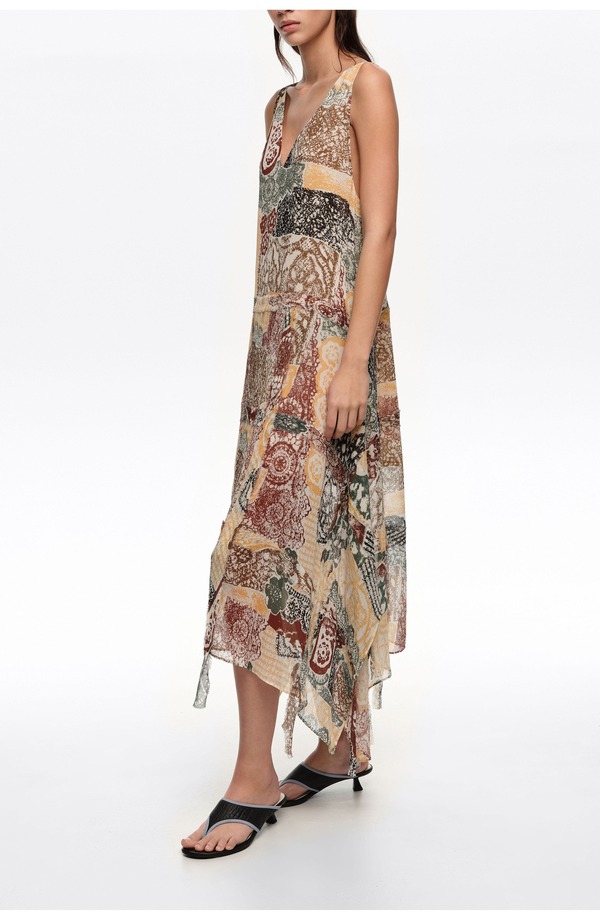ビンバイローラ レディース トップス ワンピース レース Bimba y Lolace Irregular Fluidress With Frayedetails Lace Print Ivory アイボリー｜ReVida 店