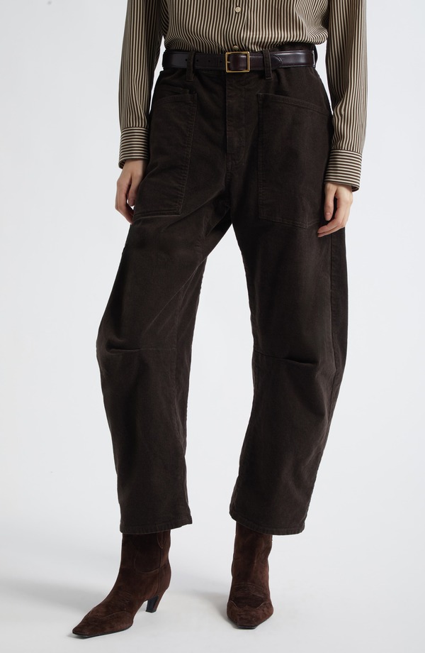 ニリロータン レディース ボトムス レギンス コール天 ズボン下 Nili Lotan Shon Corduroy Pants Chocolate Brown 赤銅色