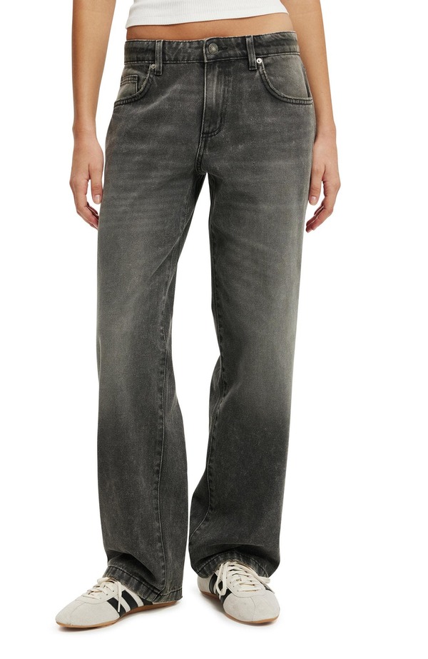 コットンオン レディース ボトムス デニムパンツ ローライズ Cotton Women's Low Rise Straight Jean Domino Black ブラック