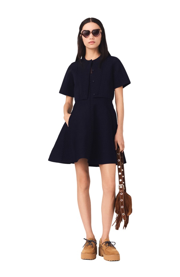 マージュ レディース アウター パーカー・スウェット カーディガン クロップド maje Cropped cardiganavy ネイビー｜ReVida 店