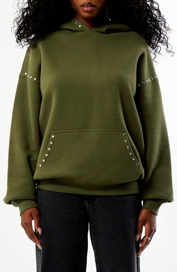 パクサン レディース アウター パーカー・スウェット PacSun Studded Hoodie Green グリーン