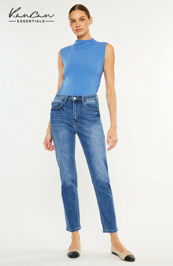 カンクン レディース ボトムス デニムパンツ ジーンズ KanCan Adaline High Rise Slim Straight Jeans Medium Wash|ReVida 店