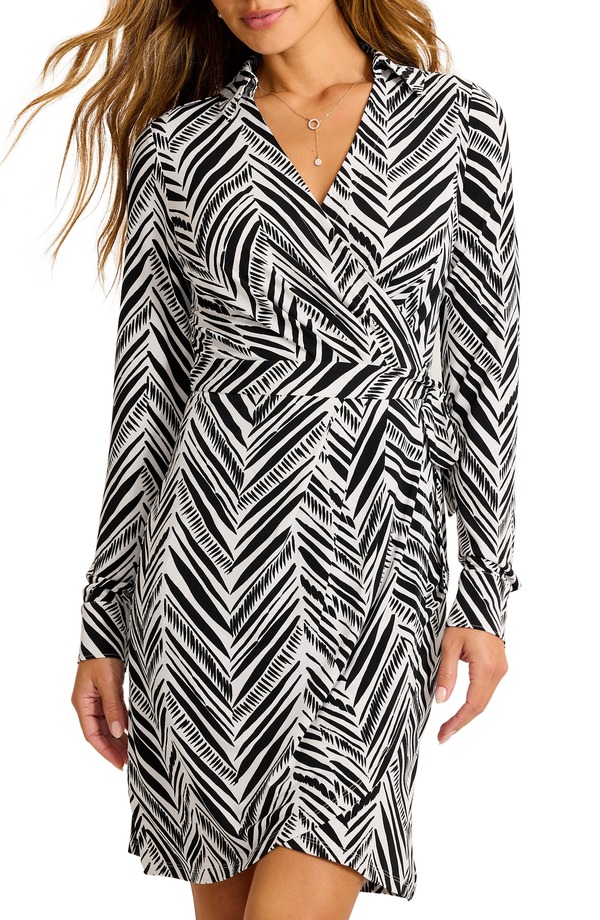 トッミーバハマ レディース トップス ワンピース シャツ Tommy Bahama Carmela Seaside Sketch Long Sleeve Wrap Shirtdress Black ブラック