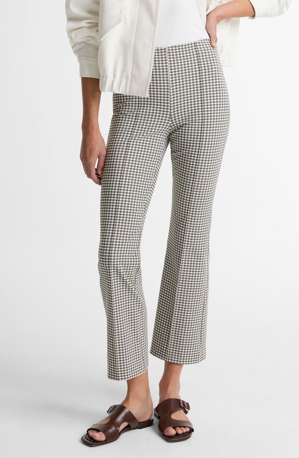 ヴィンス レディース ボトムス レギンス ギンガム読み合わせる ズボン下 ギンガム Vince Niki Mid Rise Crop Gingham Pants Tapenade Gingham