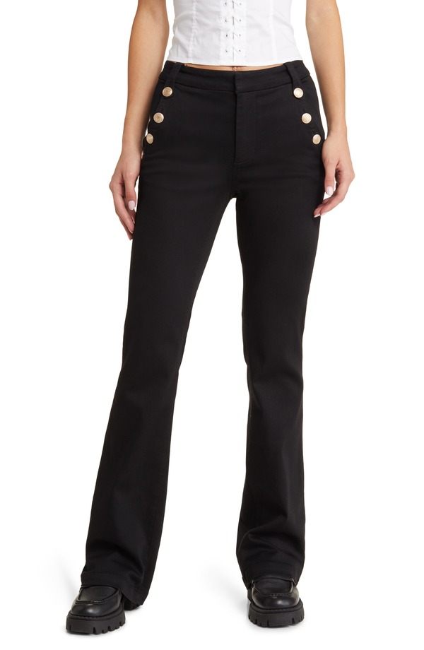 1822 デニム レディース シューズ ブーツ・レインブーツカット ハイウエスト ジーンズ 1822 Denim High Waist Slim Bootcut Sailor Jeans Black ブラック