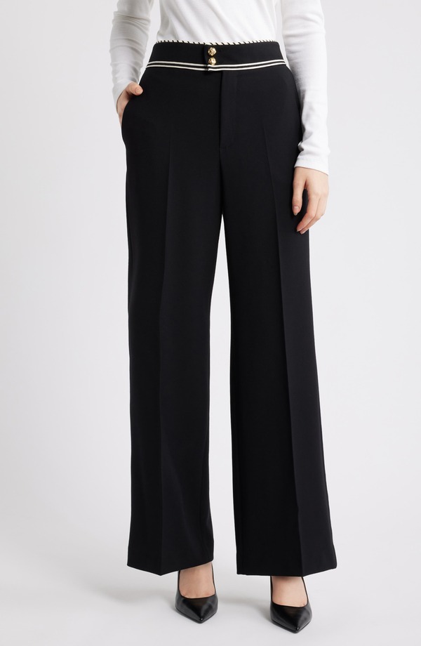 枠組み レディース ボトムス レギンス ズボン下 対比 FRAME Prim Contrast Piping Pants Black 黒いこと