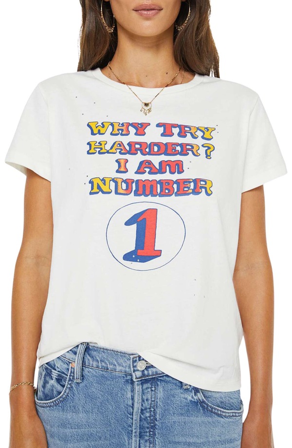 お母さん レディース トップス プルオーバー 綿織物 グラフィック MOTHER The Goodie Embellished Cotton Graphic T-Shirt Why Try Harder