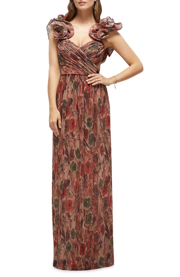 アフターシックス レディース トップス ワンピース プリントール After Six Metallic Print Gown Harvest Floral Print メタリック