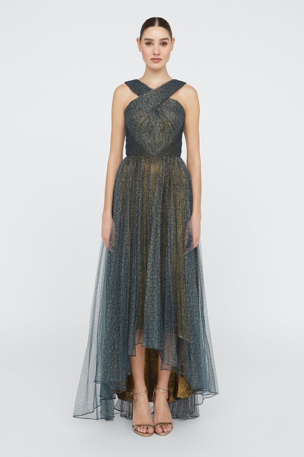 セイア レディース トップス ワンピース ホルター Theia Linda Halter Neck Gown Poseidon / Gold ゴールド