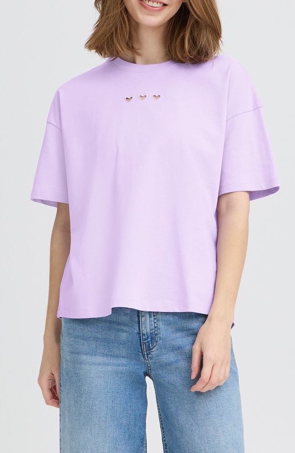 イチ レディース トップス プルオーバー カットアウト ICHIhpetro Boxy Heart Cutout-Shirt Purple Rose パープル