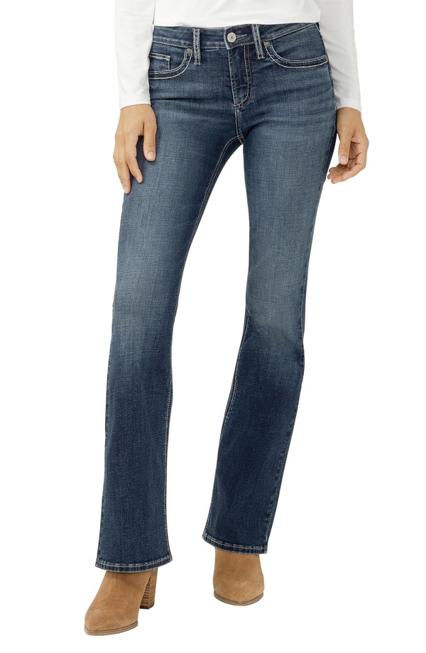 しろがね色 デニム レディース シューズ ブーツ・レインブーツ Silver Jeans Co. Suki Boocut Jeansutton