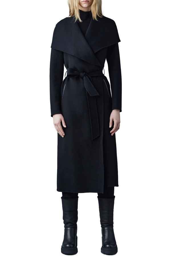 マッカージュ レディース アウター ジャケット・ブルゾン ウール コート Mackage Mai Woolong Wrap Coat Black ブラック