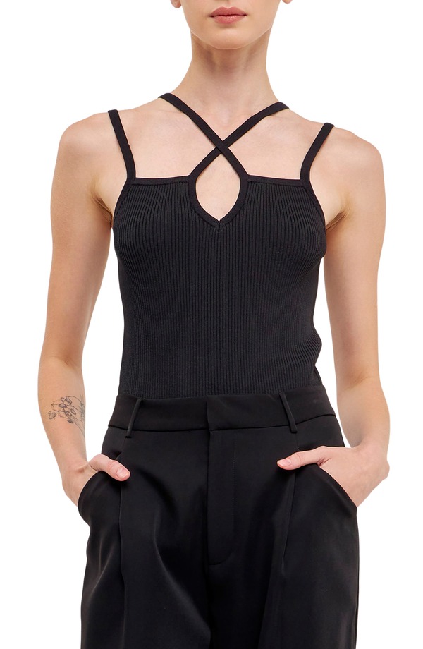 エンドレスローズ レディース トップス シャツ Endless Rose Crosstrap Rib Tank Black ブラック