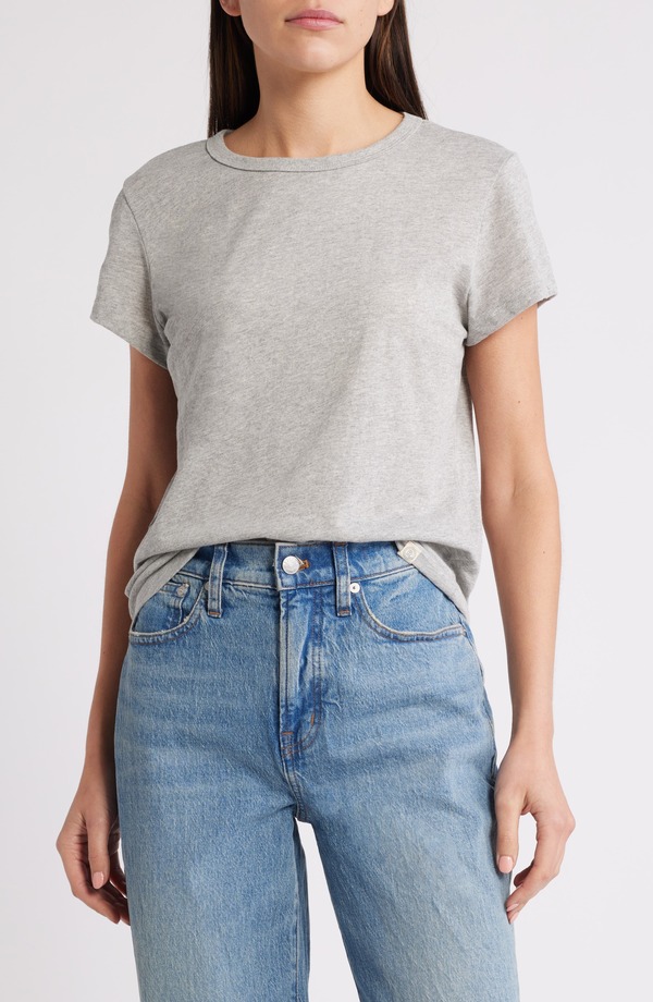マリーン レイヤー レディース トップス Tシャツ クルーネック Marine Layere-Spun Signature Crewneck T-Shirt Light Heather Grey グレー