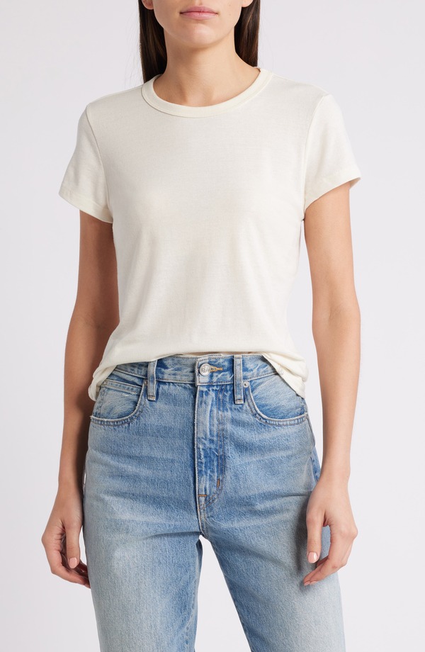 マリーン レイヤー レディース トップス Tシャツ クルーネック Marine Layere-Spun Signature Crewneck T-Shirt Natural