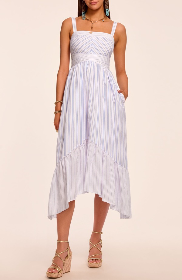 レイミー ブルック レディース トップス ワンピース アシンメトリー ノースリーブ Ramy Brook Nadia Sleeveless Asymmetric Sundress Blue Stripe Combo ブルー