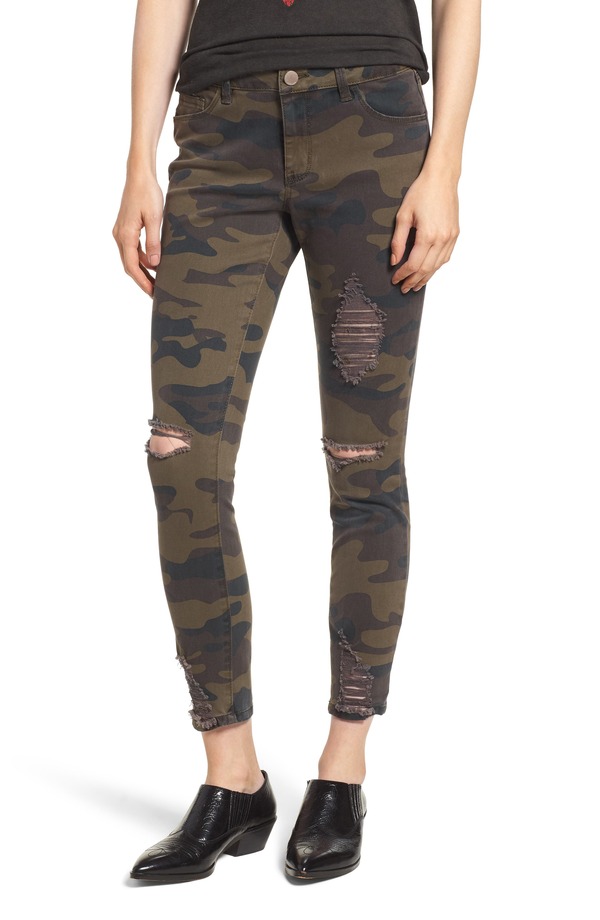 ティンセル レディース ボトムス デニムパンツ Tinsel Ripped Camouflage Jeggings Olive Combo オリーブ